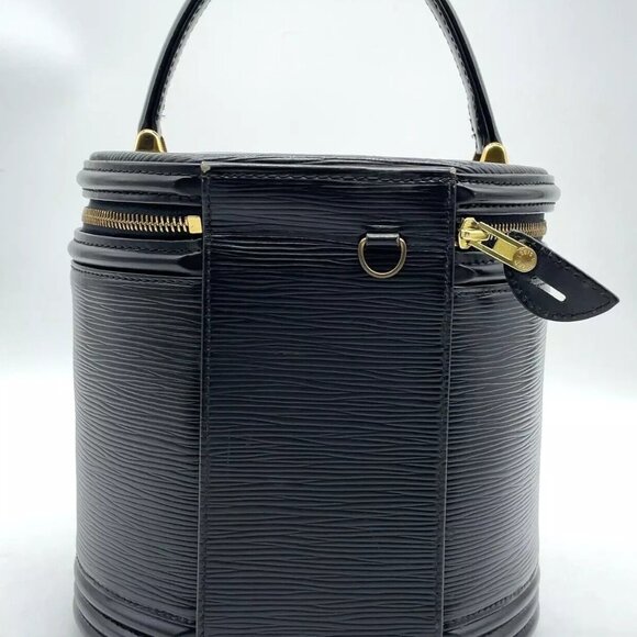 Authentic Louis Vuitton Epi Noir Cannes M48032 Cosmetic HandBag W/Bag - Picture 4 of 11
